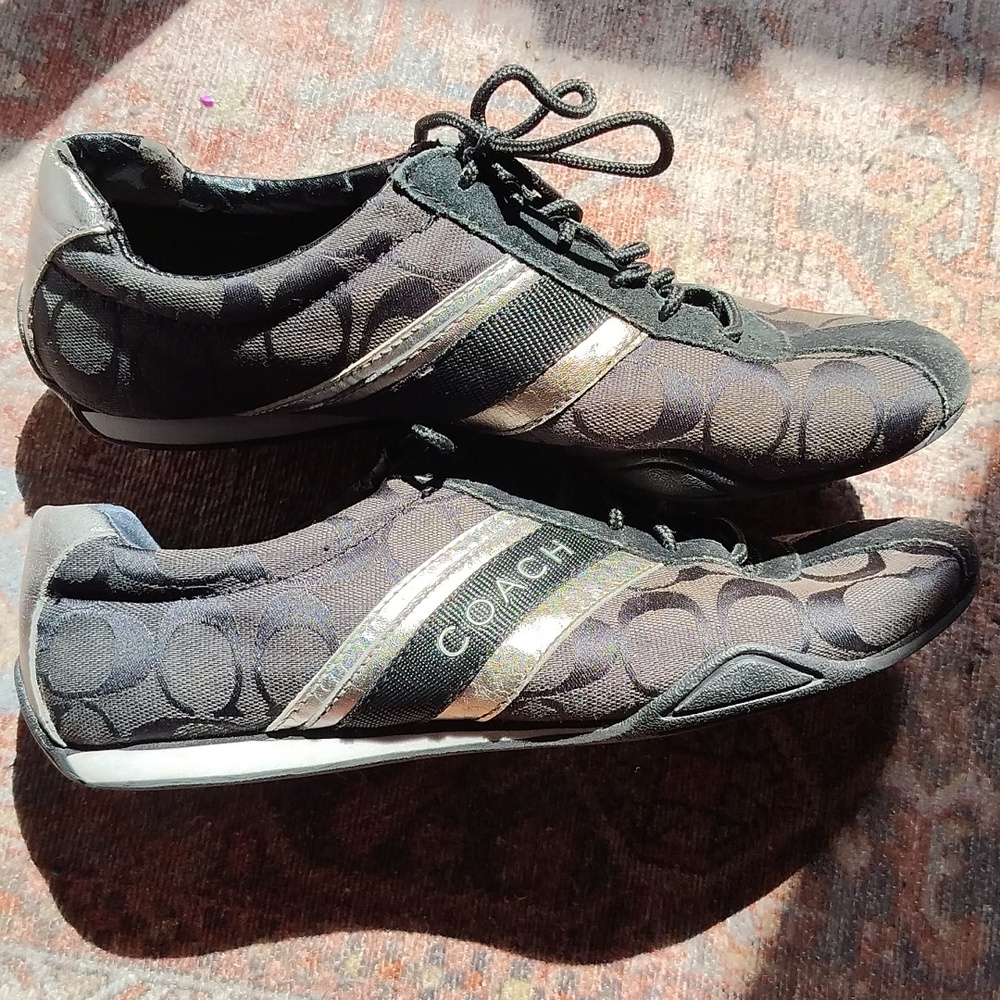 Coach Black and Silver Sneakers - 8